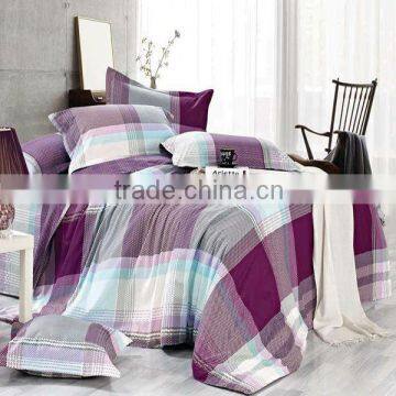 Pigment Print Geometry Check Bedding Cotton Duvet Cover Bed Set