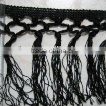 4" Braid Tassel Fringe Trim Lace, Per 1 Yard, Black COLOR FOR HOME DECORATION OR GARMENT