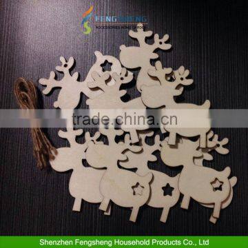 Xmas Tree Decorations Reindeer Star Snowman Santa Bell Wooden Christmas Tree