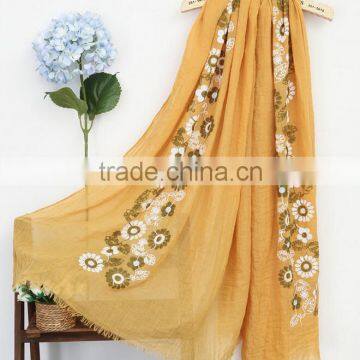 Best Selling Korean Fashion Girl Maxi Small Flower Embroidery Shawl Scarf Quality Choice