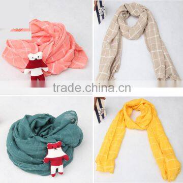 Wholesale Fashion Children Kid's Checked Plaid Cotton Polyester Autumn Winter Scarf