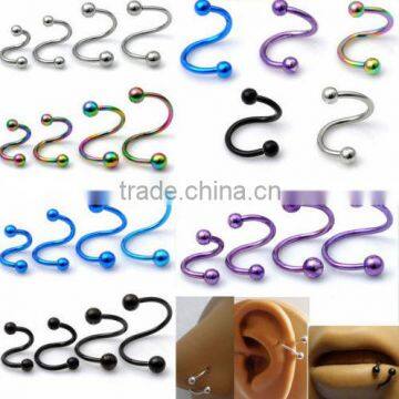 Anodized spiral piercing twister jewelry