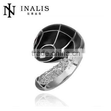 Cool fashion black snake ring , stylish gold plated gemstone rings for women