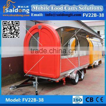 New designed mobile food cart with wheels mobile snack food van customized