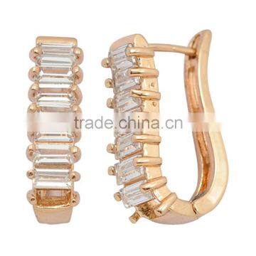 Earring, Fashion Gold Jewelry Square Crystal Zircon Setting Brass Earring, Earring Jewelry Wholesale P9382