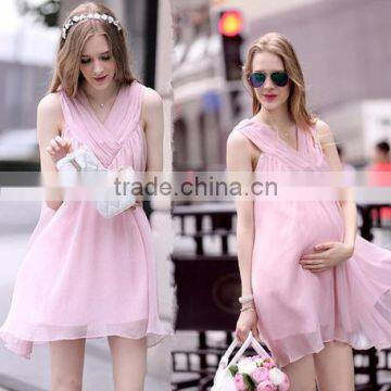 F10065A Summer fashion princess style sleeveless maternity dress for pregnant women