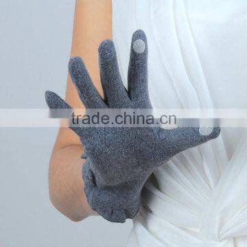 Best Feeling Grey Color Lady Wool Gloves With Wool Lining photo-5