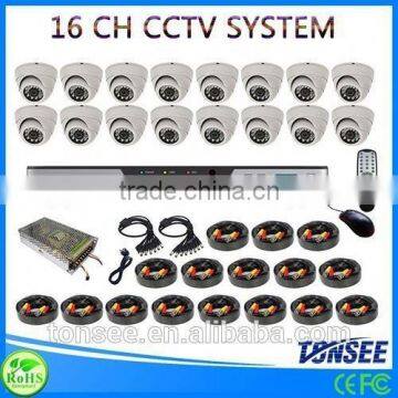 16Ch Channel Full HD Recording 800tvl HDMI with 16pcs High Quality dome Camera ONVIF Cctv camera ahd 1.3 mp