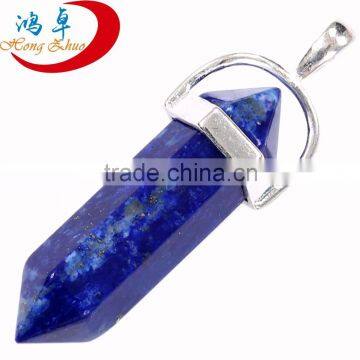 Wholesale lapis lazuli hexagon prism quartz gemstone crystal points pendant