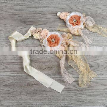 2016 new design flower headband with lace for kids