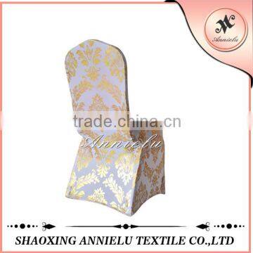 White unique with printed Factory wholesale for weddings chair cover stretch foil print damask