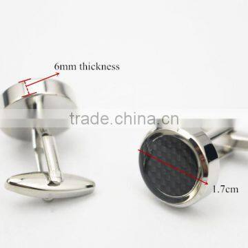 Round black Carbon fiber inlay cufflinks Carbon Fiber Mens Cufflinks