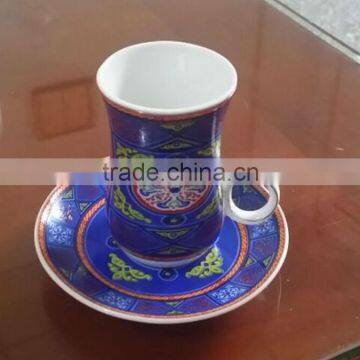 Porcelain turkish style tea set, ceramic tea cups and saucers
