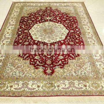 crimson flower turkish handmade silk carpet hand knotted silk rug carpet