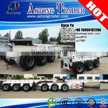 AOTONG Brand double Interlink trailer truck 3 axles 20ft 40ft skeleton tandem semi trailer