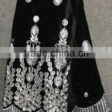 2015 Best selling in nigeria high quality african velvet indian lace for making clothing