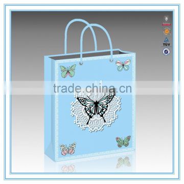 2015 custom new design paper bag gift & butterfly blue paper bag