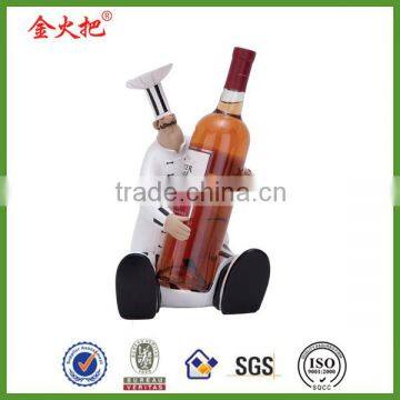 New product polyresin 12Hign,7Wide chef Wine Bottle Holder Barware Decor