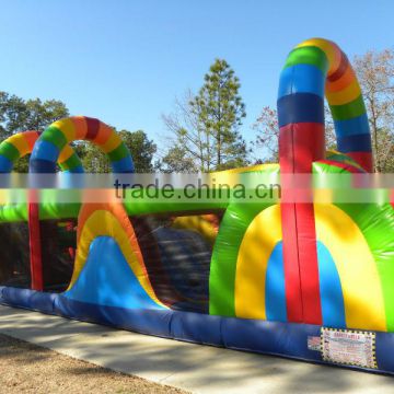 rainbow inflatable obstacle course, kids obstacle course inflatables