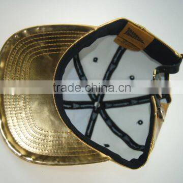 Custom High Quality Gold Leather Metal Plate Leather Strap Baseball Caps photo-6