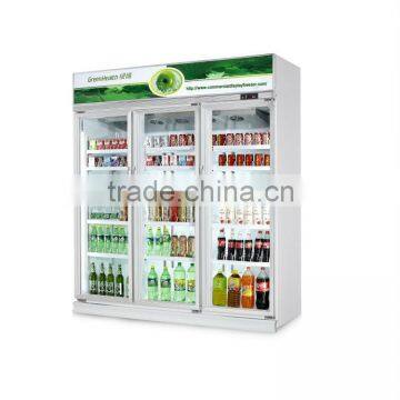 glass door commercial soft drink display chiller/refrigerator showcase