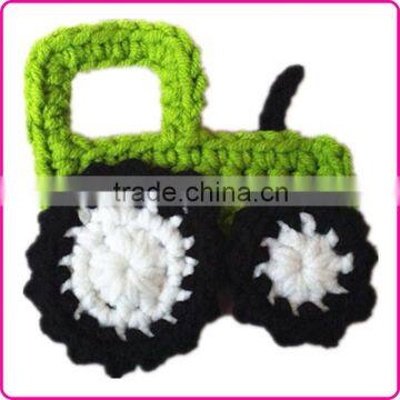 Cute handmade appliques on clothing tractor pattern crochet appliques