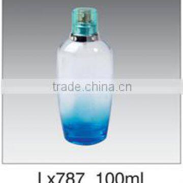 blue color round bottle woman glass perfume bottle with spray pump