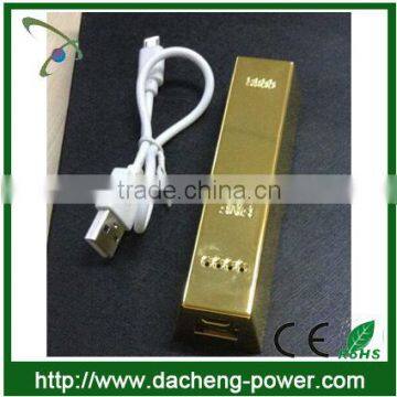 Bullion design power bank 2600mah power bank with led charge indicator