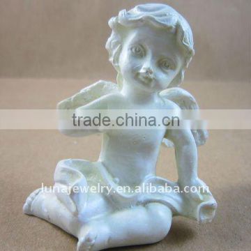 Small size white resin angel with wings, polyresin gifts angel