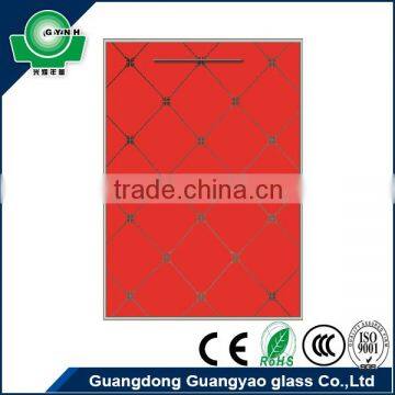 guangyao glass CE certificate 5mm and 6mm tempered glass red color for kitchen cabinet door