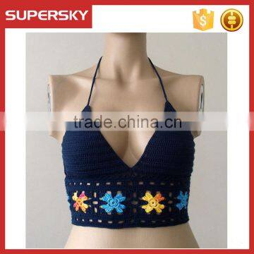 K-46 crochet bra crochet halter bikini top open back sexy bikini top women knti beach bustier