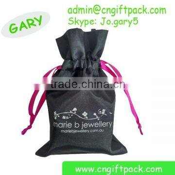 10x15cm Black Satin Drawstring Jewelry Bag