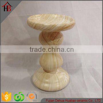 wooden finish ceramic chinese candle holder