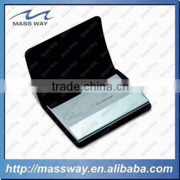 fashion high quality business ID metal genuine leather business card holder