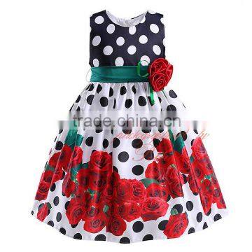 Newest Fashion Girl Dress With Dot Fancy Girls Printed Dresses Sleeveless Children Wear DMGD90103-15