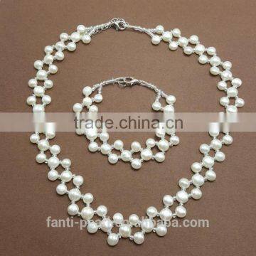 Fashion elegant multi layer hand making pearl necklace excellent apparel accessories freshwater pearl