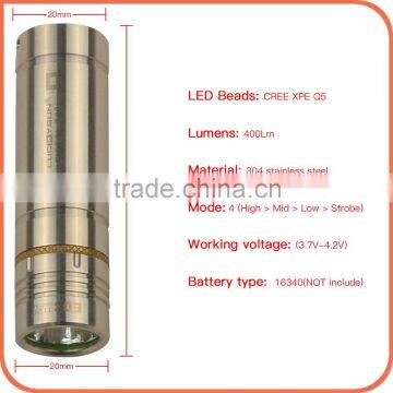 Transparent Reflector Grade 2 Titanium Alloy Q5 300lm Memory 6-Mode Led Flash Light Mini Pocket Size photo-2