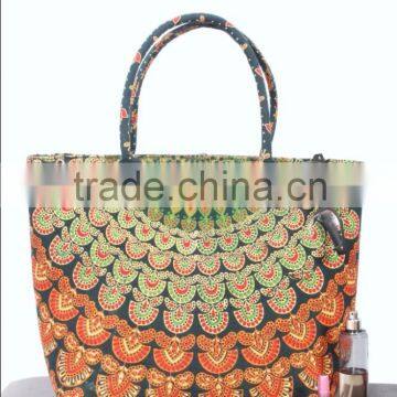 RTVB-004 Semi leather Canvas Cotton Printed vintage Hand Bags For Women