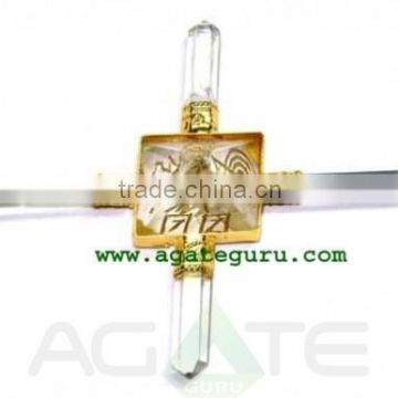 Gold Plated Crystal Usai Pyramid Generator : Wholesale Gemstone