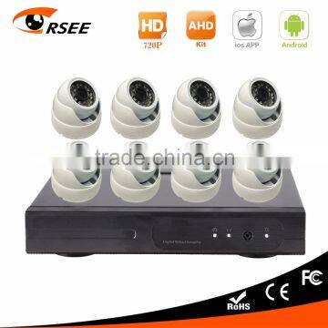 8CH ahd dvr kit with 720p indoor dome ip camera factory price dvr security system