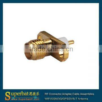 2 hole SMA jack panel connector with short dielectric and solder post