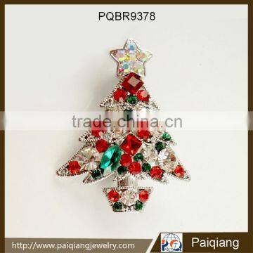 Newest design elegant colored rhinestone christmas tree brooch jewelry