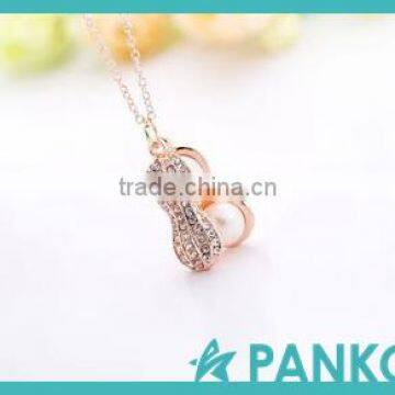 Top Quality Fashionable Double Pearl Peanut Necklace Pendant 925 Sterling Silver