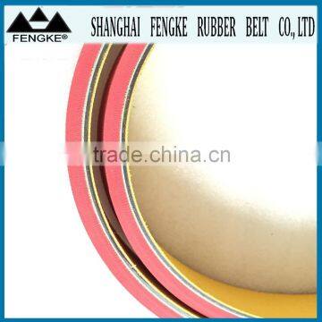 Yellow Nylon Flat Belt Coated With Red Rubber