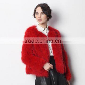 2016 Newest Design Short Style High Quality Winter Red Fox Fur Coat for Luxurious Girls