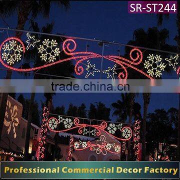 Customize commercial new year street LED scroll decoration and snowflake