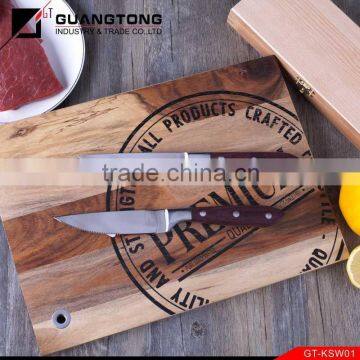 forged color wood handle big wooden steak knife set