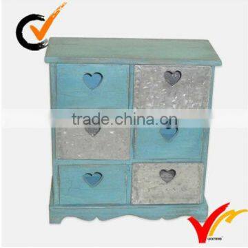 Blue chic small wooden storage cabinets