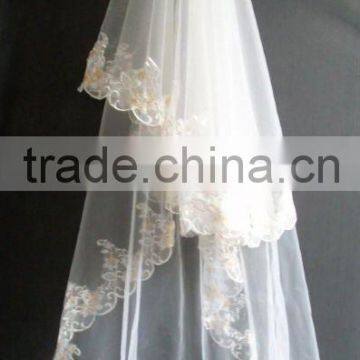 wedding veils/two layer floor touch bride veils/american net long veils 041