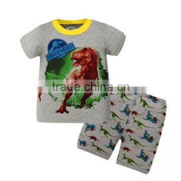 Wholesale 2016 new arrival short sleeve lovely printed grey velour children pajamas